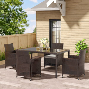 Garden Table Dining Patio Outdoor Table Black/Brown