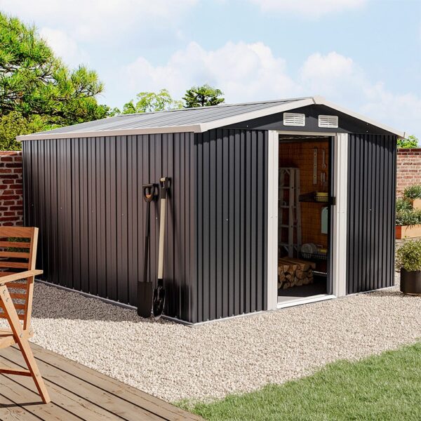 6′ x 8’/8′ x 8’/10′ x 8′ ft Garden Steel Shed with Gabled Roof Top ...