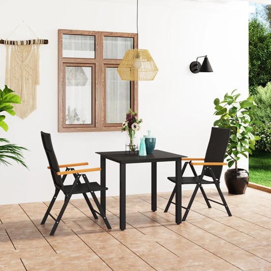 Sarnia Small Aluminium 3 Piece Dining Set In Black And Brown