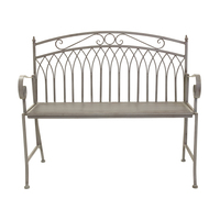 Wrought Iron Feminine Bench - Grey