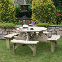 Charles Bentley Round Wooden Supported Picnic Table FCS® Certified