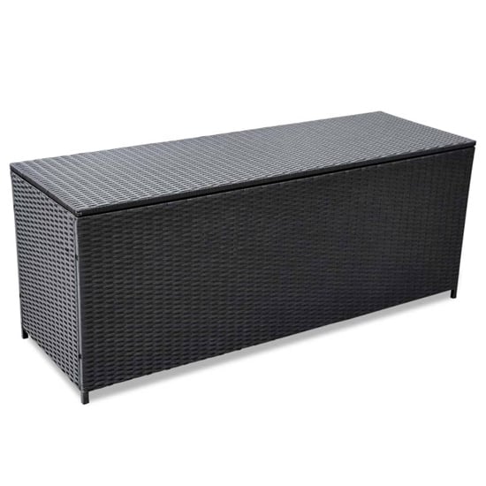 Ijaya 150cm Poly Rattan Garden Storage Box In Black