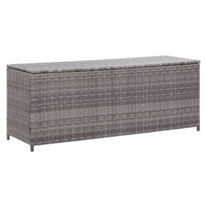 Ijaya 150cm Poly Rattan Garden Storage Box In Grey