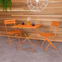 Square Folding Metal Bistro Set Orange