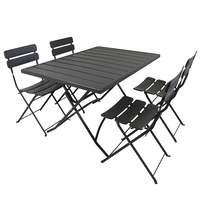 Metal Powder Coated 4 Seater Dining Set - Dark Grey