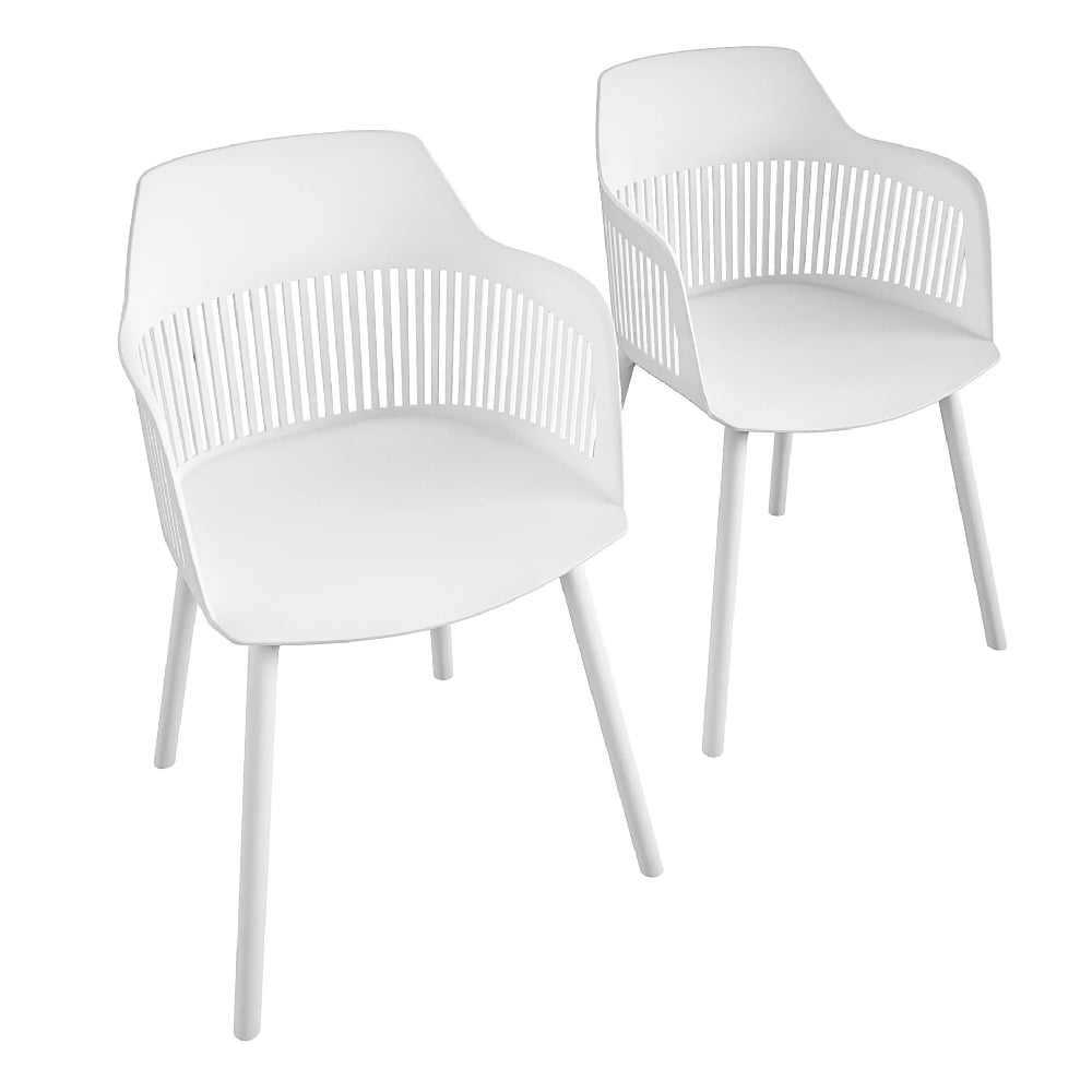 Cabazon White Resin Bistro Dining Chair In Pair