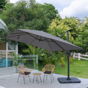 Light Grey 3 x 3 m Square Cantilever Parasol Outdoor Hanging Umbrella for Garden and Patio