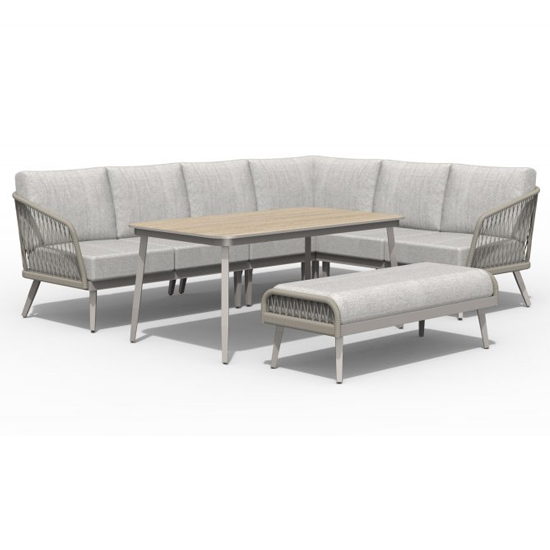 Seras Modular Dining Set With Footstool In Mottled Sand