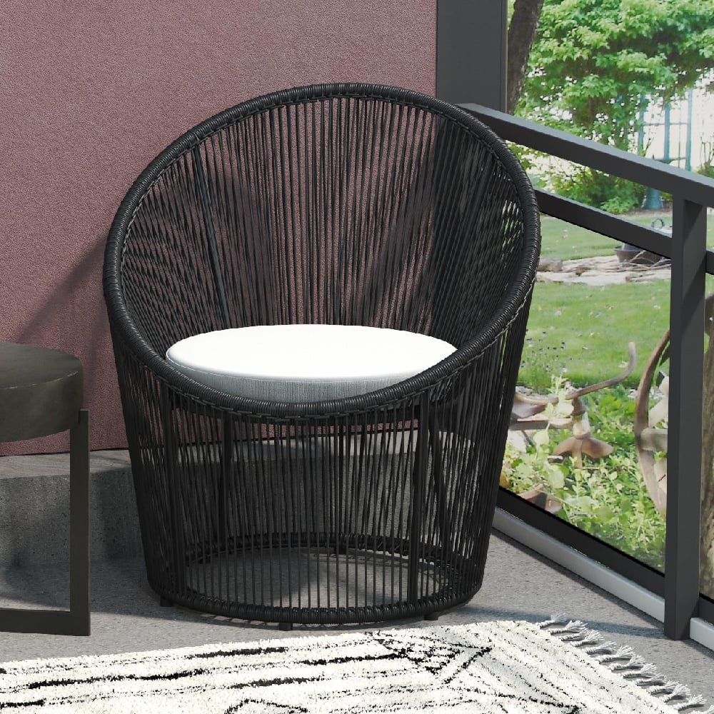 Tampere Woven Resin Outdoor Lounge Chair In Black