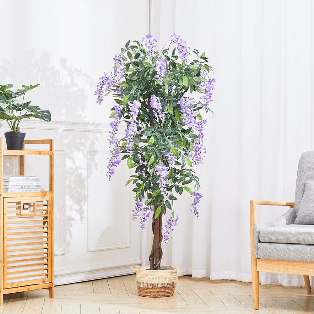 Artificial Greenery Flowering Tree Potted Plant 150cm High