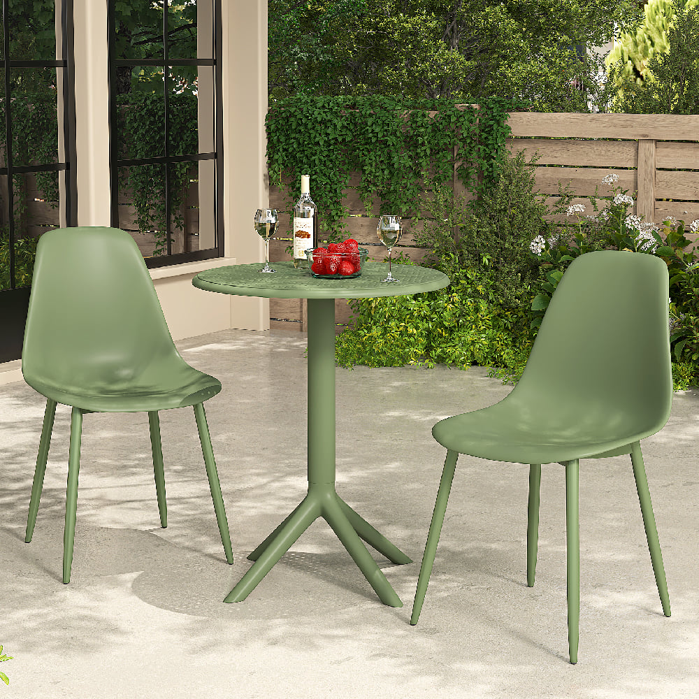 Gallipolis Plastic Bistro Dining Table With 2 Chairs In Green