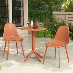 Gallipolis Plastic Bistro Dining Table With 2 Chairs In Terracotta