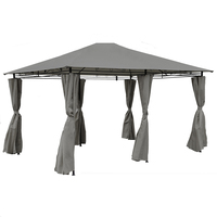 3m x 4m Steel Art Gazebo With Side Curtains – Grey