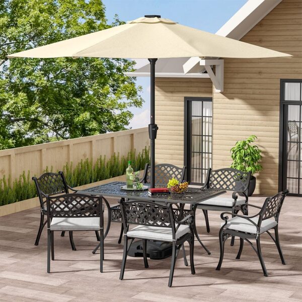 4/6 Seater Aluminium Garden Dining Set with Parasol Hole