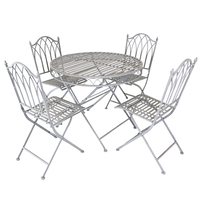 5 Piece Wrought Iron Bistro Set – Grey