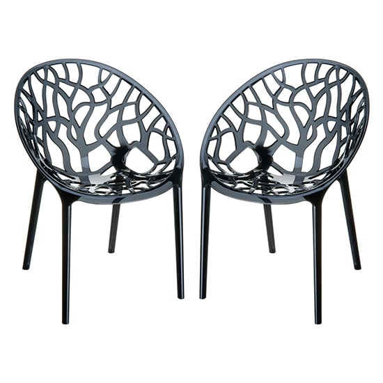 Cancun Black Clear Polycarbonate Dining Chairs In Pair