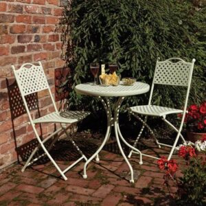 Hunstanton Metal Lattice Design Garden Bistro Set In Sage Green