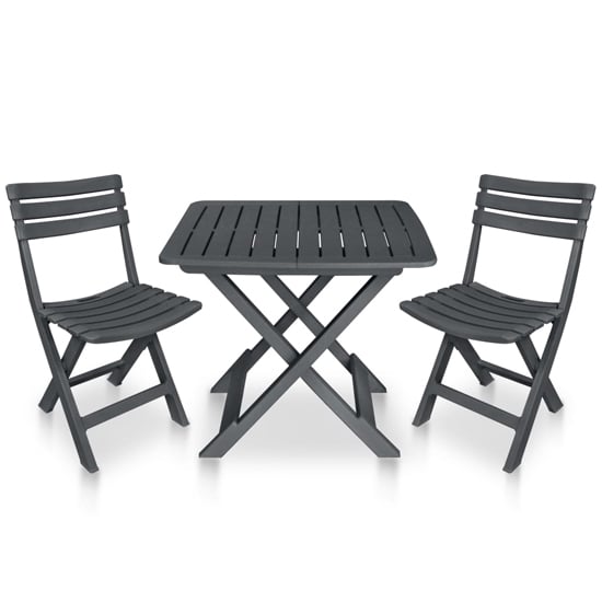 Kinston Plastic 3 Piece Folding Bistro Set In Anthracite