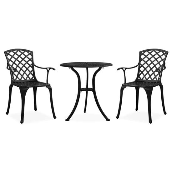 Shelton Cast Aluminium 3 Piece Bistro Set In Black