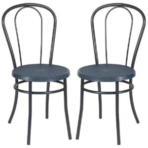 Ukiah Slate Blue Metal Bistro Chair In Pair