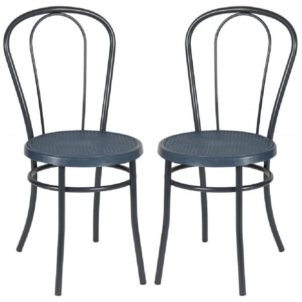 Ukiah Slate Blue Metal Bistro Chair In Pair