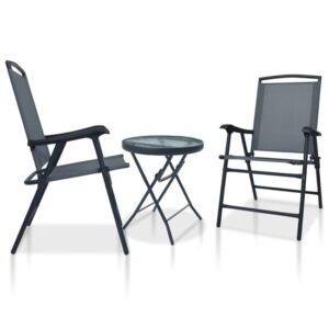 Urbana Glass And Steel 3 Piece Bistro Set In Grey