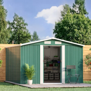 12 x 10 ft Garden Metal Storage Shed with Gabled Roof Top Large Size