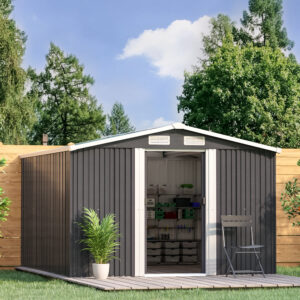 12 x 10 ft Garden Metal Storage Shed with Gabled Roof Top Large Size