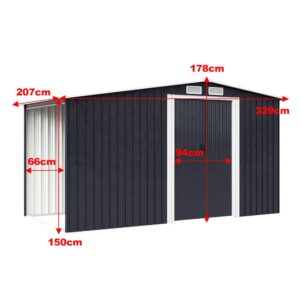 4×8 ft/ 6×8 ft Metal GardenStorage Shed with Log Storage