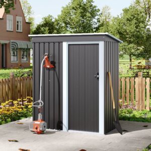 5 x 3 ft Metal Outdoor Storage Shed with Lockable Door for Garden (Ver. 2)