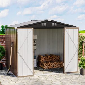 4 x6/ 5 x3 /6 x8 ft Metal Classic Lockable Tool Storage Bike Shed Brown Shed