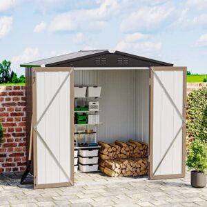 4 x6/ 5 x3 /6 x8 ft Metal Classic Lockable Tool Storage Bike Shed Brown Shed