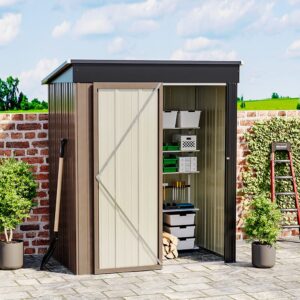 4 x6/ 5 x3 /6 x8 ft Metal Classic Lockable Tool Storage Bike Shed Brown Shed