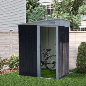 5X7 ft Metal Pent Roof Garden Tool Shed Outdoor Patio Storage House