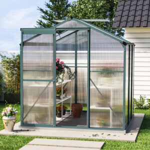 6′ x 6′ ft Garden Greenhouse Green Framed with Vent