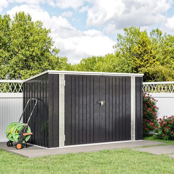 6/7ft Lockable Steel Garden Metal Junk/Bike Storage Shed Green/Black/Grey