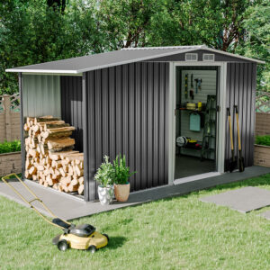 4×8/ 6×8 / 8×8/ 10×8ft Steel Garden Storage Bike Shed with Gable Roof Top Air Circulation Design