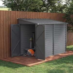 4×8 ft Steel Garden Bike Storage Shed Grey/White/Black Lockable