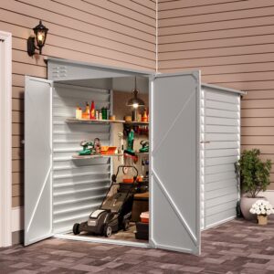 4×8 ft Steel Garden Bike Storage Shed Grey/White/Black Lockable