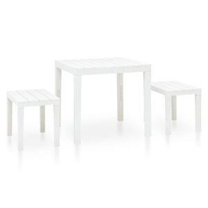 Aliza Plastic Garden Dining Table With 2 Benches In White