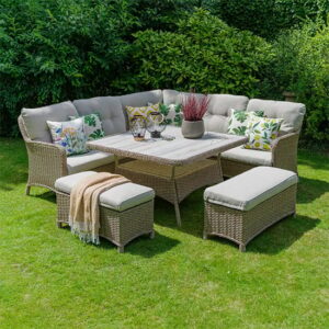 Becton Outdoor Large Square Modular Lounge Set In Sand Grey