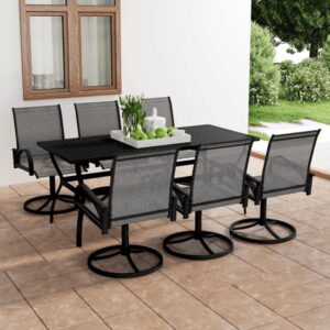 Clayton Large Steel 7 Piece Garden Dining Set In Anthracite