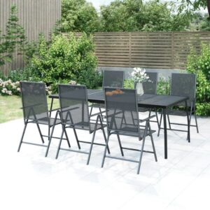 Elon Large Steel 7 Piece Garden Dining Set In Anthracite