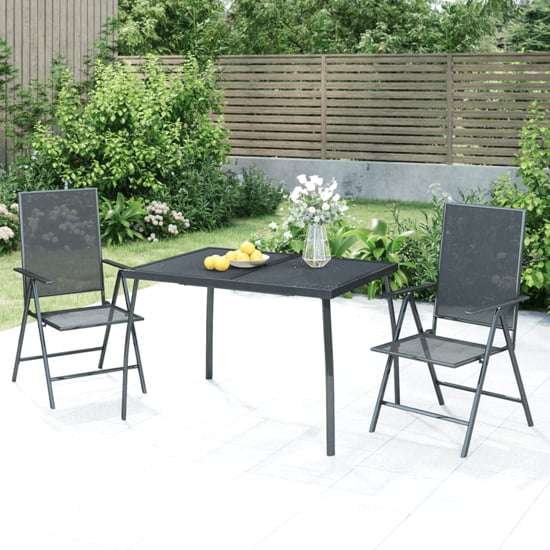 Elon Small Steel 3 Piece Garden Dining Set In Anthracite