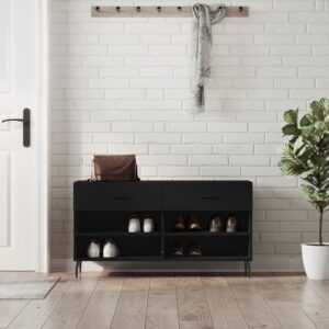 Eureka Wooden Shoe Storage Bench 2 Drawers In Black