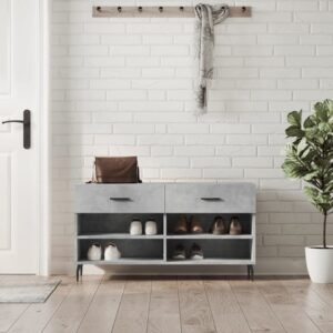 Eureka Wooden Shoe Storage Bench 2 Drawers In Concrete Effect