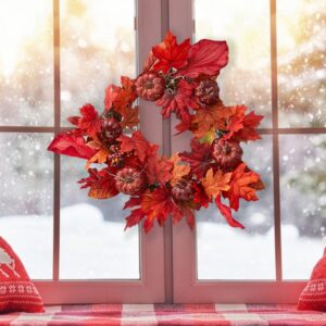 Fall Maple Leaf Pumpkin Wreath Artificial Wreath Front Door Decoration