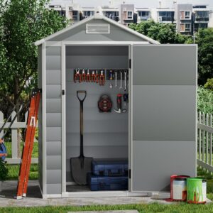 4×3ft Plastic Grey Garden Sanctuary Storage Shed with Lockable Door