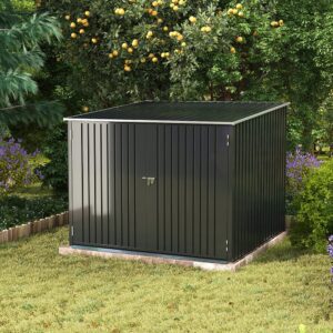 195cm W Charcoal Black Gardens Plan Galvanized Steel Bicycle Storage Shed