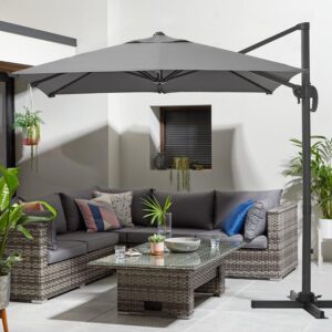 2.5M Cantilever Parasol Grey with Base for Garden